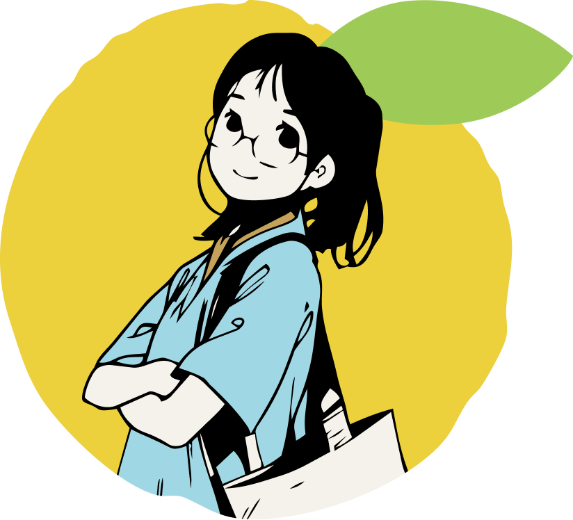 笑顔で歩くスタッフのイラスト