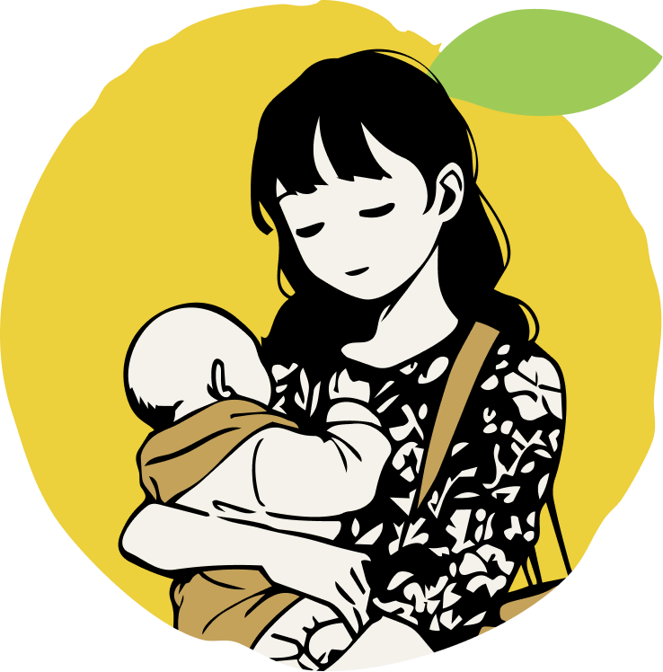 子供を抱えた女性のイラスト